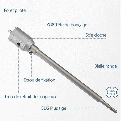 Concrete Hole Saw 68 mm 50 mm 40 mm 30 mm (1/4)