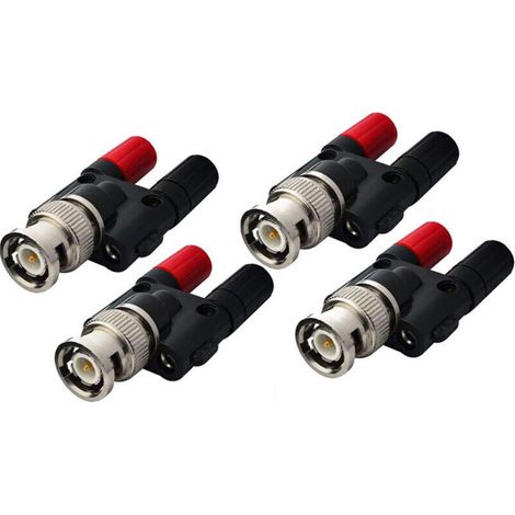 Set mit 4 BNC-Stecker-auf-4-mm-Bananenstecker-Buchse-Adaptern für HF-Antennen und Oszilloskope (1/4)