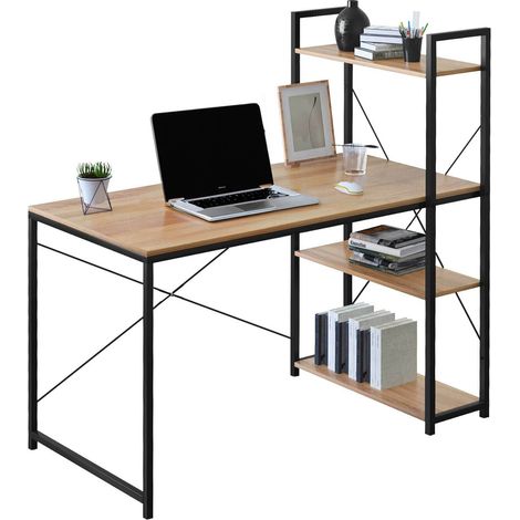 Trosa Moderner Eichenholz-Schreibtisch im Industrie-Loft-Stil