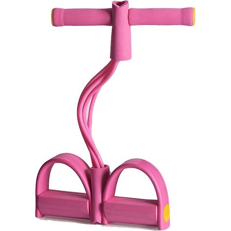 Banda de tensión de 4 tubos con pedal abdominal Equipo de fitness para estiramientos abdominales, de piernas y brazos y entrenamiento de adelgazamiento, rosa (1/5)