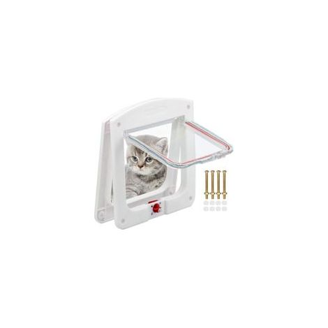 Chatière avec verrou rotatif 4 voies pour chat et petit chien, blanc – (1/5)