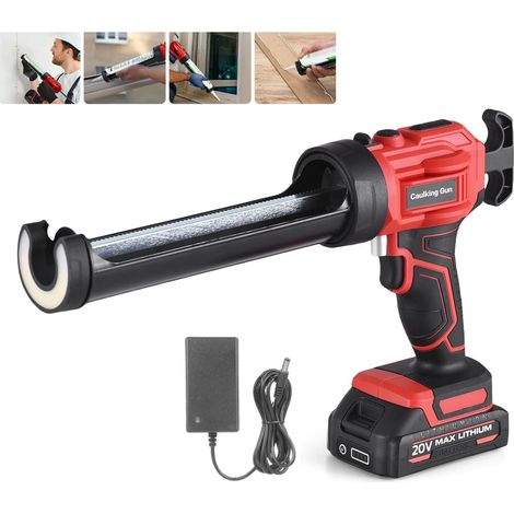 Pistolet à Cartouche sans Fil avec 2000 mAh Batterie, Pistolet Silicone Électrique de 300 ml, Lumière LED, 4 Vitesses, pour Calfeutrer (1/5)
