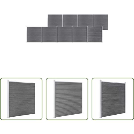 vidaXL Holzmaserung - Gartenzaun WPC 1564x186 cm Grau