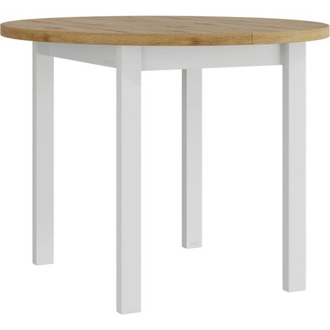 Mesa Victorville 355, Roble Artisan + Blanco, 76x0x0cm, Alargamiento, Aglomerado laminado, Madera