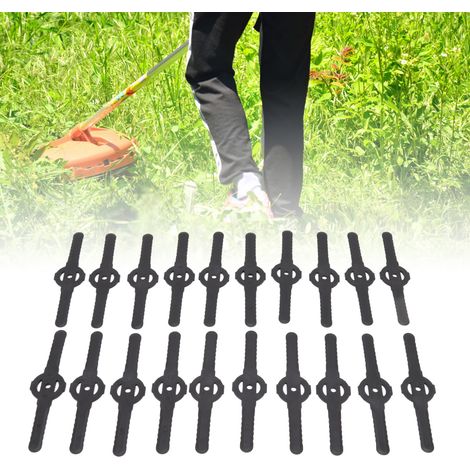 20 Pièces Lames de Tondeuse à Gazon en Plastique pour Coupe-Bordures Électrique, Accessoires de Coupe Longue Noirs (1/5)