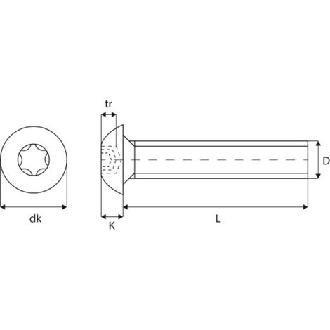 Vis métaux tête cylindrique bombée inox A2 entiérement filetée empreinte T30 6x40mm boîte de 100 pièces - ACTON (1/5)