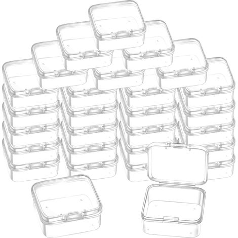 Petite Boite de Rangement 28 Pièces Boite Transparente 4.5 x 4.5 x 2cm Petite Boite Plastique réutilisable avec Couvercle Boite de Rangement (1/5)