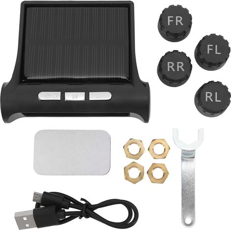 Ortviai Système de Surveillance de la Pression des Pneus Solaire avec 4 Capteurs Extérieurs, Écran LCD et 5 Modes d'Alarme (1/5)
