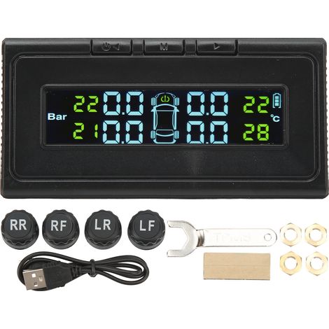 Système de surveillance de pression des pneus solaire LCD haute précision longue autonomie batterie signal stable moniteur TPMS sans fil (1/5)