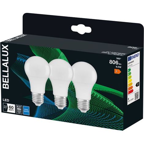 Ampoule LED dépolie standard E27, 8.5W, blanc froid, lot de 3.