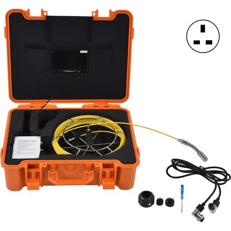 Caméra d'inspection endoscopique 7 pouces, tuyauterie, pipeline, avec 12 LED vision nocturne, fiche UK 100-240V (1/5)