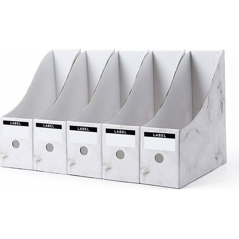 5-teiliger Zeitschriftenhalter, Aktenbox, Zeitschriftenständer zur Aufbewahrung, Organizer, für Dokumente, Papier, A4, Zeitschriften, Bücher, Büro, Schule, Zuhause (weiß) (1/5)