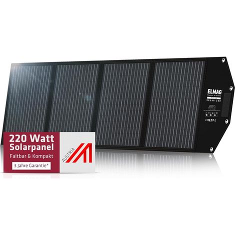 ELMAG Faltbares Solarpanel SOLAR 220 - monokristallin 18VDC, 220Wp für tragbare Powerstations