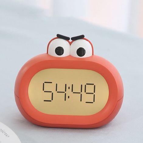 Réveil enfant, design dessin animé mignon, réveil numérique intelligent à LED fonctionnant sur piles avec veilleuse (rouge) (1/5)