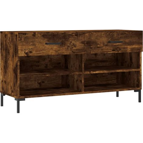 Banc à chaussures bottes commode étagère meuble entrée rangement 102 x 35 x 55 cm bois d'ingénierie marron