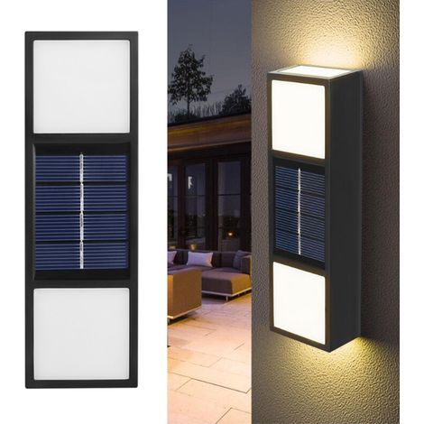 Lampe solaire extérieure LED, applique murale solaire extérieure pour porte d'entrée, jardin, garage, terrasse, lumière chaude (1/5)