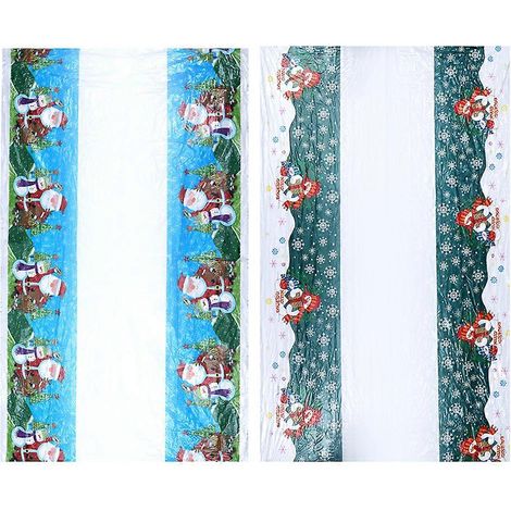 Nappe décorative rectangulaire à motif de Noël, 274 x 137 cm, lot de 2, compatible avec buffet et usage domestique. (1/5)