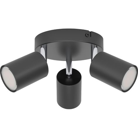 Eglo 3er Spot Rondell Reciso-E schwarz Ø 14 cm Deckenlampen