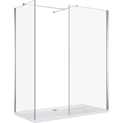 ELEGANT Shower Cabin 700mm Main Shower Door 800mm Side Shower Screen 1400x800mm Shower Tray Slate Effect Free Waste Trap (1/5)
