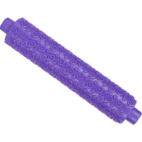 Rouleau à pâtisserie pour fondant, outil de gaufrage en plastique, accessoires de pâtisserie et de décoration de gâteaux, manche court violet (1/5)