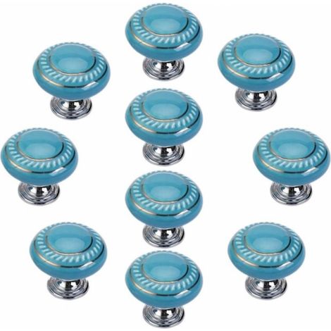 Poignées de meubles - pour tiroirs,armoires - bleu - 10 pièces - 30 mm - en céramique (1/5)