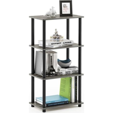 Étagère de Rangement sans Outils à 4 Niveaux, Chêne Français/Noir (1/5)