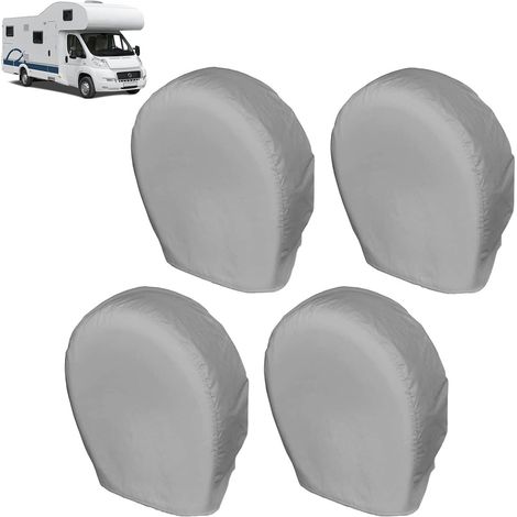 Kit de fundas para neumáticos de autocaravana - 4 piezas, resistentes, con protección UV, universales, para ruedas de 24 a 26 pulgadas - Gris (1/5)