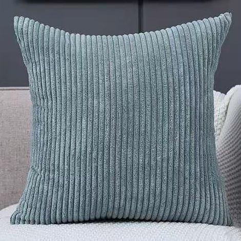 Coussin Décoratif - Housse de Coussin Grise Rayée en Polyester - 55 x 55 cm - Pour Canapé Chambre Salon - 2 Pièces (1/5)