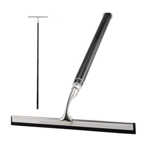 QORVA-153cm Raclette de Douche, Raclette Salle de Bain, 153cm Raclette Douche Noir, Raclette Vitre Douche, pour Douche, Salle de Bain, Carrelage, Miroir, Fenêtre, Cuisine(Noir+Argent)