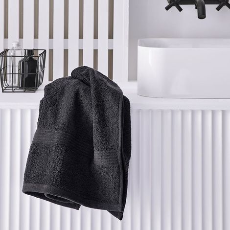 Filiyano-Serviette de bain unie ESSENTIELLE - AUJOURD'HUI - Gris foncé 50x90 cm Gris anthracite (1/4)