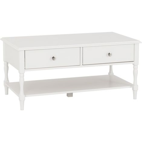 Stratford 2 Drawer Coffee Table - L58 x W100 x H47 cm - White