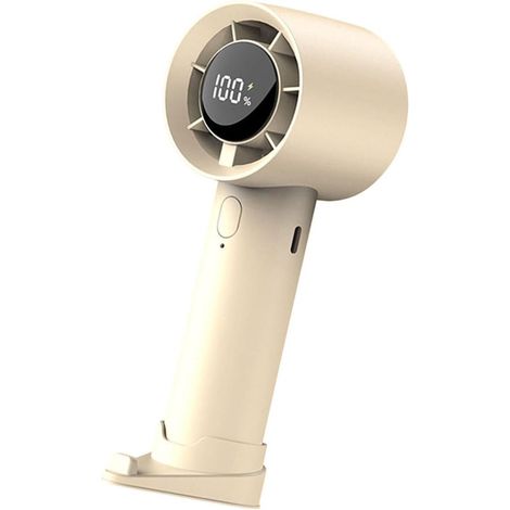 Mini ventilador de mano - ventilador portátil - alta velocidad del viento - pantalla LED - con soporte para teléfono - batería de larga duración - adecuado para la oficina, el hogar y exteriores - (1/5)