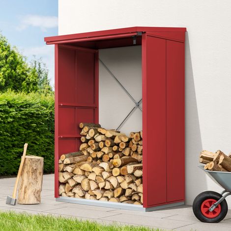 Hörmann Ecostar Metall Kaminholzregal Elegant Typ 1, 123 x 103 cm, purpurrot, 123 x 103 x 198 cm (T x B x H) (1/5)
