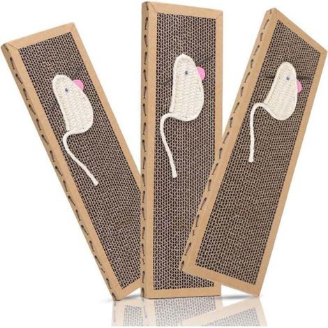 Lot de 3 griffoirs pour chat en sisal, carton ondulé avec herbe à chat gratuite, 38 x 12,5 x 1,8 cm (1/5)