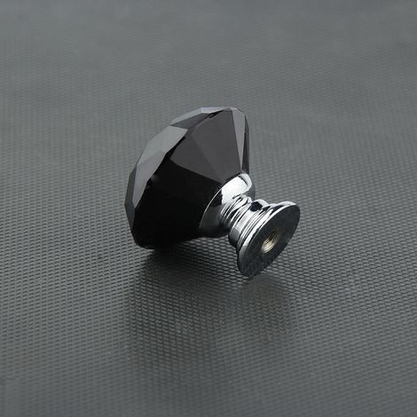 AIDUCHO Juego de 15 pomos de cristal de 30 mm para puertas de armarios, roperos, cajones y decoración del hogar, con 3 longitudes de tornillo (negro) (1/5)