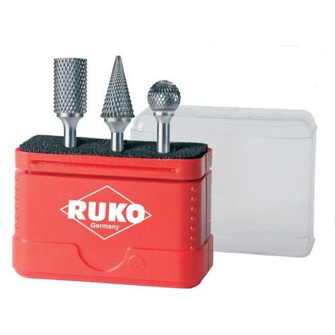 RUKO Hartmetall-Frässtiftsatz  3tlg. HM  Verzahnung ZYA-ST/SPG/KUD  Schaft-Ø 6  mm -  116001