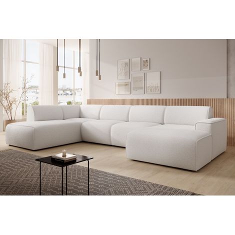 AX LIVING XXL Sofa U Form Didim Versilbert 378cm breit, modern & großzügig L