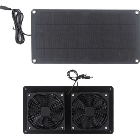 Set mit 2 Solarventilatoren (10 W), leistungsstarker Luftabsauger für Hühnerställe und Hundezwinger, umweltfreundliche Kühlung mit Photovoltaikpanel, einfache Installation (1/5)