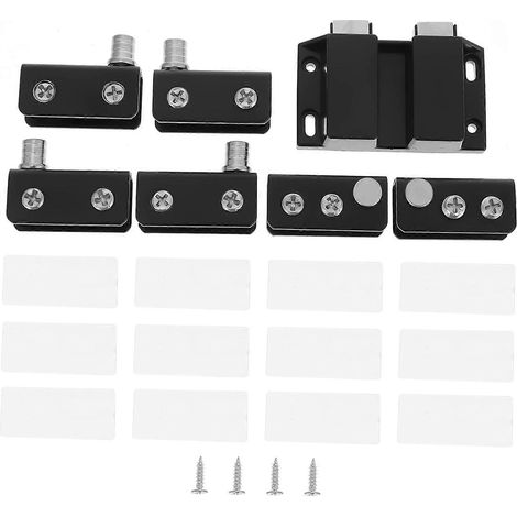 Charnières de placard en acier Lurrose, pinces pour portes vitrées de 5 à 6 mm, noires (1/5)