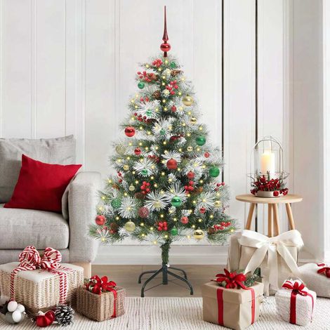Künstlicher Weihnachtsbaum Grün und Weiß 150 cm vidaXL