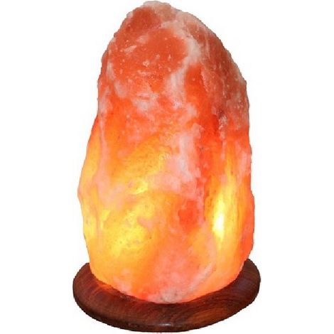 Lampe de sel de l'Himalaya avec socle en bois luminaire décoratif orange 31 cm - PANGIVO (1/2)