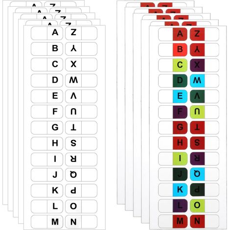 Lot de 260 onglets de l'alphabet de A à Z - Blanc et coloré - Petits onglets alphabétiques de A à Z - Index de page autocollants pour cahiers, classement de fichiers de dictionnaire (1/5)