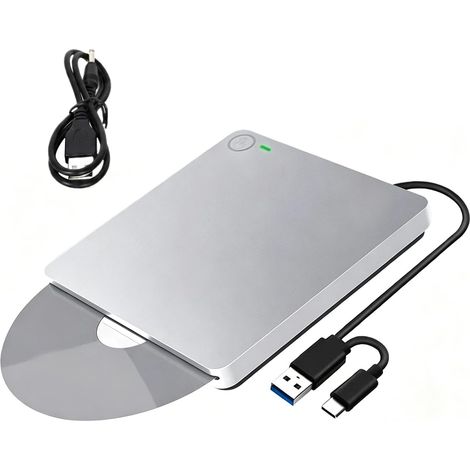 Lecteur Blu-Ray Externe, Portable USB 3.0 et Type-C Lecteur Blu Ray 3D BD Lecteur CD DVD Drive Player, Slim Optical Bluray Drive Reader pour Ordinateur Portable, PC de Bureau (1/5)