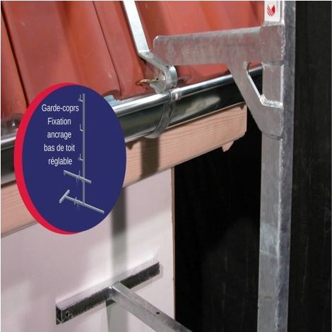 Pack garde-corps 9ml avec fixation bas de toit réglable - DIMOS - 1040 mm
