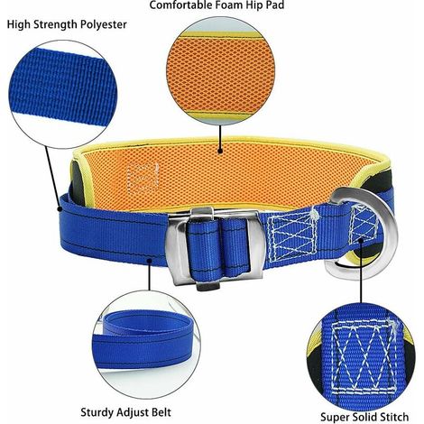 Harnais de Travail Harnais d'Escalade Réglable 74-119cm, Harnais de Sécurité Charge Maximale 200KG - Harnais de Protection Antichute avec Anneau en D pour Travail en Hauteur, Alpinisme, Escalade, Élag (1/4)