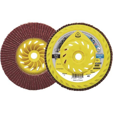 Fächerscheibe SMT 975 Ø 125 mm Körnung 60 mm gewölbt 6° Stahl keramischer Korund (1/2)