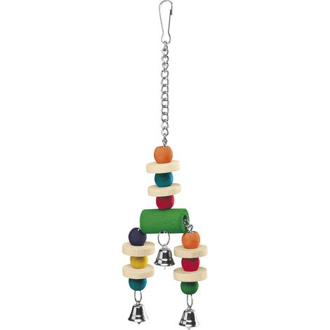 Ferplast Gioco PA 4092 Gioco pendente in legno colorato per pappagalli e cacatua . Variante PA 4092 - Misure: 9 x 3 x h 32 cm - Colori misti