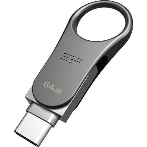 Silicon Power Mobile C80 unidad flash USB 64 GB USB Type-A / USB Type-C 3.2 Gen 1 (3.1 Gen 1) Titanio (1/5)