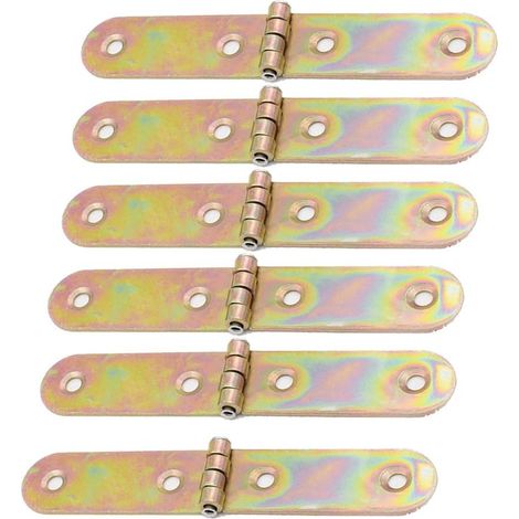 Juego de 6 bisagras plegables de metal coloreado para mesas plegables, puertas, armarios y roperos (21 mm x 120 mm) (1/5)