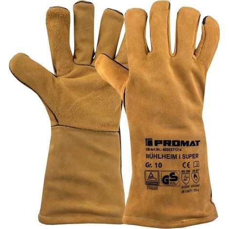 Gant de soudeur Mühlheim I Super Taille 10 jaune croûte de cuir EN 388, EN 12477 6 Paar (1/4)